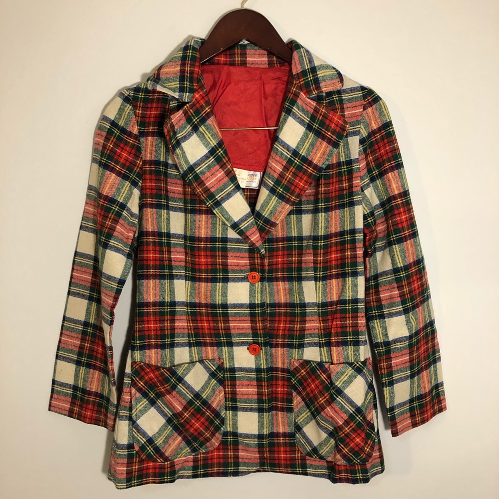 VTG tartan wool blend blazer